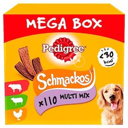 Pedigree Schmackos, Multipack snack per cani al gusto di manzo, agnello e pollame, 110 strisce, 790g in totale