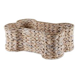 Bone Dry Bone Shape Toy Basket, Metal Frame, Natural Water Hyacinth, White Wash, M