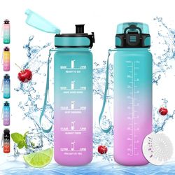 Vikaster Borracce ciclismo, Borraccia 1l, Senza BPA & Prova di Perdite, Borracce per Bambini, Adulto, Bici, Scuola, Ufficio, Yoga, Palestra, Campeggio