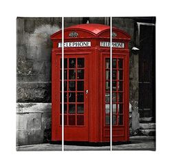 Homemania Afbeelding Londen – 3 steden en landschappen per woonkamer, slaapkamer – meerkleurig, 69 x 3 x 50 cm, -HM203PKNV-47, polyester, hout