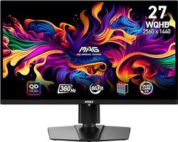 MSI MAG 271QPX QD-OLED Monitor Gaming 26,5" WQHD - Pannello Quantum Dot OLED (2560 x 1440), 360Hz/0.03ms, 99,1% DCI-P3, ΔE≤2, DisplayHDR True Black 400 - DP 1.4a, HDMI 2.1, USB Type-C