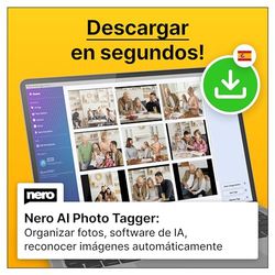 Nero AI Photo Tagger | Organiza, ordena y categoriza fotos automáticamente | Windows 11 / 10 | 1 Dispositivo | Licencia ilimitada | Código de activación enviado por email