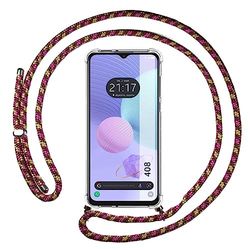 Tumundosmartphone Coque Pendentif Transparent pour TCL 408 avec Cordon Rose/Doré