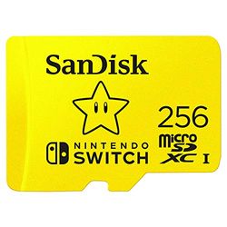 SanDisk Nintendo Micro SDXC 256 GB para Nintendo Switch consoles, até 100 MB/s edição Super Mario Star, adicione armazenamento à sua consola Nintendo Switch, UHS-I Class 10, U3