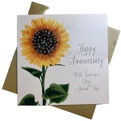 WHITE COTTON CARDS "Happy Anniversary with Love on a Very Special Day Tournesol Carte, Blanc