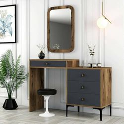 Dmora - Console Nova, Table Polyvalente, Armoire de Rangement, Bureau du Couloir, 124x40 h85 cm, Noyer et Anthracite