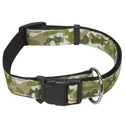 CHAPUIS SELLERIE SLA422 Collar ajustable de perro - Correa de nailon con estampado de camuflaje verde - Ancho 15 mm - Largo 30-45 cm - Talla M