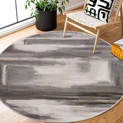 carpet city Tappeto soggiorno – astratto 120 cm rotondo grigio mélange – Tappeto moderno a pelo corto