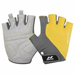 Nivia Men Coral Micro Gym Gloves (Yellow/Grey, Size - Medium) | Material - Leather | Weight Lifting Gloves | Exercise Gloves | Fingerless Grip Gloves | Fitness Gloves | Waterproof Gloves