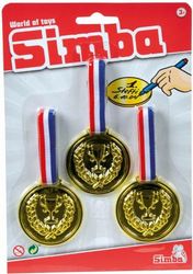 Simba Toys 108612196 - Medaljer 3-Pack - Tre Guldmedaljer från Simba Toys, Möjlighet att Skriva på Baksidan, Diameter: 6cm, Från 3 år