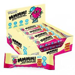 Yummo's Mmmm! Vegan Protein Bar (12x55g) - Plant Based, High Protein, Low Sugar, Vegan, Gluten Free Snack (White Choc & Raspberry)