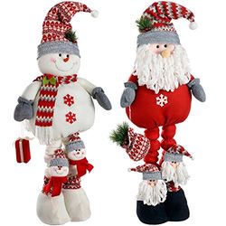 WeRChristmas Utdragbar fristående jultomte och snögubbe, 99 cm – flerfärgad, set med 2