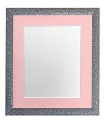 Ramar av post pistolmetall fotoram med rosa montering 40 x 50 cm bildstorlek 16 x 12 tum plastglas