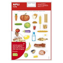 APLI Kids 19227 Removable Adhesive Feeding Theme Gummy Bag - 3 Sheets of Healthy Food Stickers