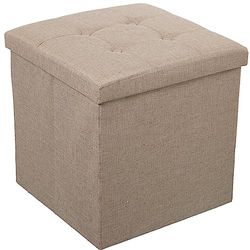 DRW Pouf, Poliestere, Beige, 45x45x45 cm