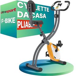 Ultrasport F-Bike Cyclette da Casa Pieghevole I Cyclette Pieghevole da Casa fino a 130 KG con Sella Extra Confortevole e LCD Display, Cyclette da Camera (Nero-Rosso)