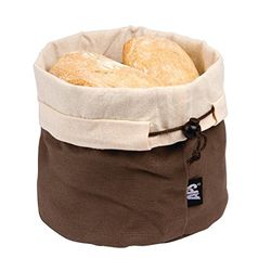 APS beige-bruine broodzak incl. verwarmingskussen met keramische bolletjes en trekkoord van katoen, herbruikbaar kan ook gebruikt worden voor broodjes, eieren etc., Ø 19,0 cm