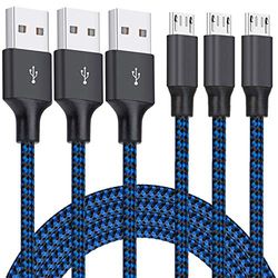 Micro USB-kabel, 3-pack 10 FT android laddningskabel lång nylonflätad synk och snabbladdningskabel kompatibel med Samsung Galaxy S7 S6 Edge, Kindle, Android-smartphones, surfplattor med mera