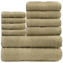 GC GAVENO CAVAILIA 10 Piece Towel Bale Set | Quick Drying Cotton Towel Highly Absorbent 450 GSM Mocha Towels Set | Bathroom Towels Bale Set 4x Face 4x Hand 2x Bath Towels