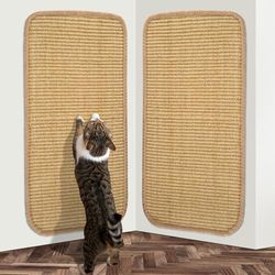 Krabmat voor katten, 2 stuks, sisal tapijt, kattenkrabmat, krabplank, muur, kattenkrabplanken, krasmat voor bescherming van tapijten en banken, 50 x 25 cm