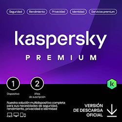 Kaspersky Premium Total Security 2024 | 1 Dispositivo | 2 años | Anti-Phishing y Firewall | VPN ilimitada | Gestor de contraseñas | Control parental | Soporte 24/7 | PC/Mac/Móvil | Código por email