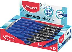 Maped Custom Permanent-marker, fijne punt, 2 mm, blauw, 12 stuks