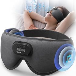 Casque de Sommeil avec écouteurs Bluetooth V5.2, RENPHO Masque de Sommeil sans fil occultant 3D ultra doux pour les dormeurs sur le côté, masque oculaire confortable pour la nuit