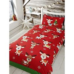 Rapport Rudolph and Friends Junior småbarn påslakanset barn julsängkläder, polybomull, röd