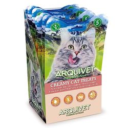 Arquivet- Creamy Cat Treats - Snack cremoso de atún y salmón (Expositor de 12 Bolsas con 5x14 g)