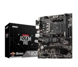 MSI A520M PRO Motherboard 'mATX, AMD Ryzen 3000 3rd Gen, AM4, DDR4, M.2, USB 3.2 Gen 1 Type A, DisplayPort, LAN, HDMI'