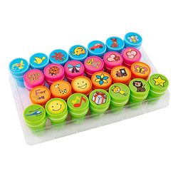 S'cool Zelfkleurende stempel, kinderstempel, speelgoedstempel, stempelset, decoratieve stempel, 26-delige set EMOJI
