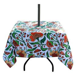 EHouseHome Tovaglia quadrata da 152,4 cm, con foro per ombrellone e cerniera, impermeabile, con cerniera, per tavolo circolare in giardino/barbecue/picnic