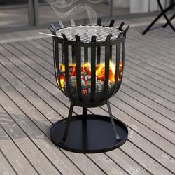 Fire Vida Stalen vuurpot buiten tuin terrasverwarmer brand brandende brander mand BBQ grill, vierkant