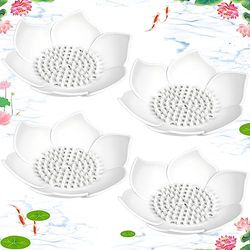 Lot de 3 Porte-savons avec égouttement - en Silicone - Auto-drainants - en Forme de Lotus - pour Cuisine, évier, Salle de Bain, Baignoire (Blanc)