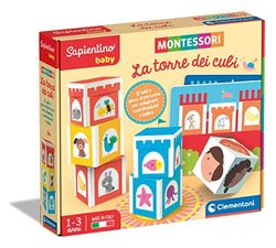 Clementoni - Sapientino Baby Torre de los Cubos-Juego Educativo 1 año (versión en Italiano), Juegos Montessori, Made in Italy, Multicolor, 16411