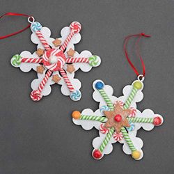 SHATCHI - Decorazioni Natalizie da Appendere, Motivo: Fiocco di Neve, Babbo Natale e Lecca Lecca, Set di 2 Decorazioni per Albero di Natale, Multicolore