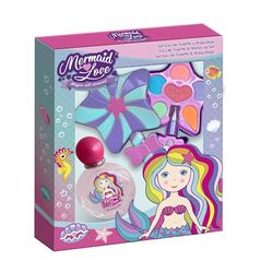 Mermaid Love Star Shaped Make-Up Set for Little Princesses - Set Includes EDT Perfume Spray (20ml), Eye Shadows, Blusher and 1 Lipstick