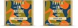 Faith In Nature Natural Orange Hand Soap Bar, Detoxifying, Vegan and Cruelty Free, No SLS or Parabens, 100 g (Pack of 2)