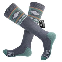 OutdoorMaster Calzini da Sci Unisex in Lana Merino, Unisex, per Uomo/Donna (OTC), Design Antiscivolo, Calzini Termici per l'inverno, Snowboard