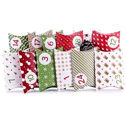pajoma Calendario dell'Avvento Cuscino Verde, 1 x 24 scatole da riempire, Incluso l'adesivo
