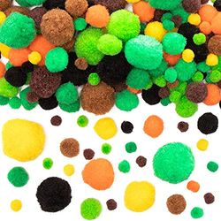 Baker Ross AX997 Jungle Pom Pom Craft Set - Pack of 256, Card Making Supplies, Arts and Crafts Accessories, Embellishments for Crafting
