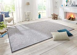 BT Carpet Wolly-Tappeto, Pelo Corto, Lana, Effetto skandi, Sala da Pranzo, Soggiorno, cameretta dei Bambini, Camera da Letto, Crema, 140 x 200 cm, Polipropilene, Grigio