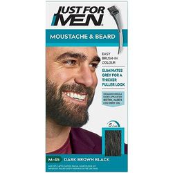 Just For Men skägg och mustasch färg mörkbrun, eliminerar grått hår och ger dig ett tjockare och fylligare utseende, M45