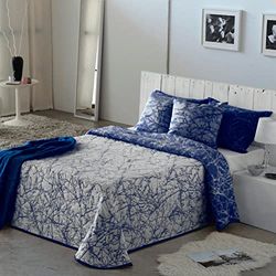 VIALMAN Colcha Bouti Leve Sofia, 18 para cama de casal de 150 cm, tamanho colcha 250 x 270 cm, cor marinho