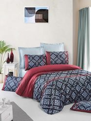 Luxurious Satin Double Quilt Cover Set (200 x 200 cm), 100% Cotton, 210 Thread Count, Red/Black/Light Blue, Machine Washable, Envelope & Button Closure, Elegant Bedding for Modern Bedrooms