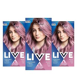 Schwarzkopf LIVE Colour Lightener Plus Twist Mauve Kiss 105 Hair Dye, Pack of 3