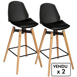 Atmosphera Lot de 2 chaises de Bar - Style scandinave - Coloris Noir