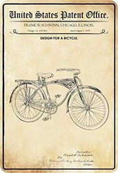 Schatzmix patent design för en cykel/tunn metallskylt dekoration plåtskylt plåtskylt, plåt, flera färger, 20 x 30 cm
