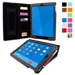iPad Air 2 Case, Snugg Executive Black Leather Smart Case Cover Apple iPad Air 2 Protective Flip Stand Cover With Auto Wake/Sleep