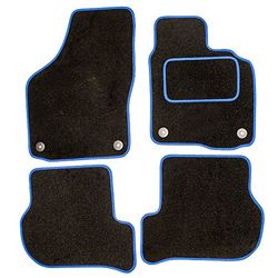 Sakura WW0281BU Car Mats with Drivers Side Rubber Heel Pad, Black/Blue Trim